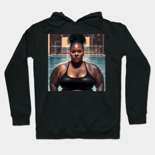 Summer Vibes, Curvy Summer, Beautiful Superwoman, Swimmer Athlete. Female are strong. Sticker Hoodie